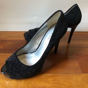 ✂️ Guess Black Heels with Silver Accents
